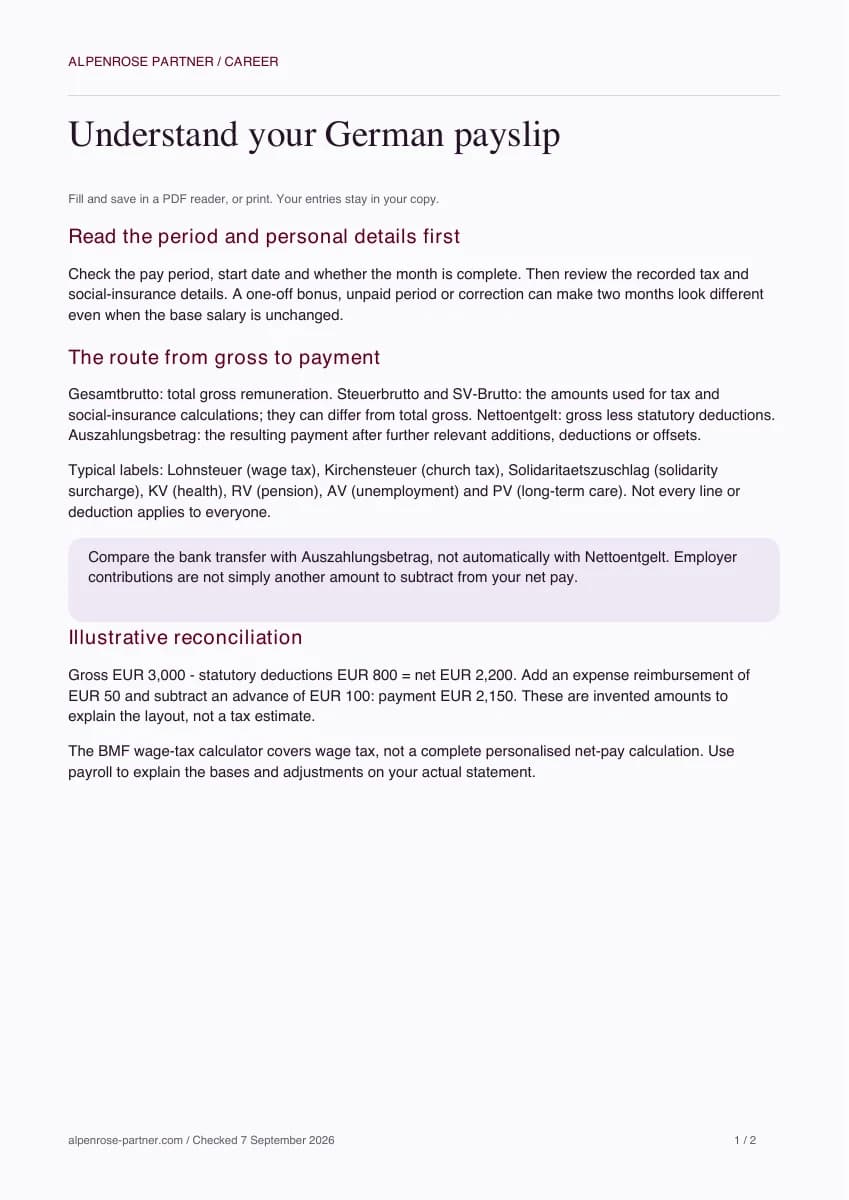 Preview of Understand your German payslip